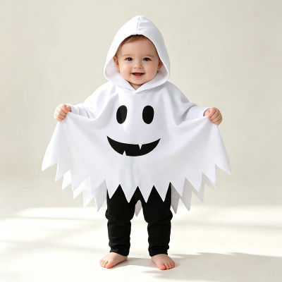 Disfraz de fantasma de Halloween para bebés, capa con capucha, poncho, para niños, para fiestas y disfraces
