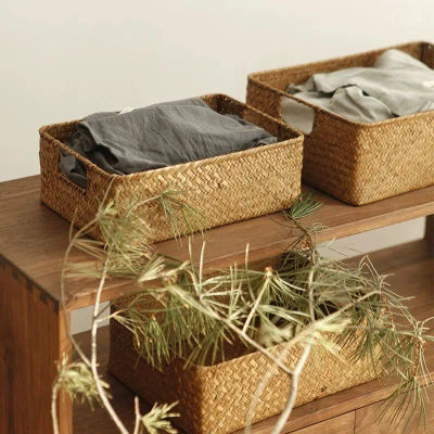 Cesta de Almacenamiento de Mimbre y Ratán Natural Tejida, Organizador Decorativo para el Hogar, para Frutas, Pan, Toallas, Mesa de Cocina, Encimera