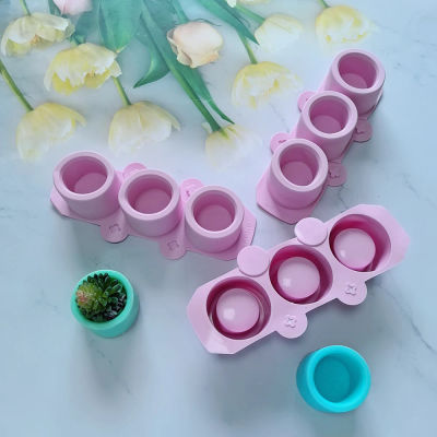 Molde de silicona para macetas de plantas suculentas, mini molde para plantas de candelabro artesanal, molde de silicona para macetas redondas de 3 cavidades para manualidades de arcilla