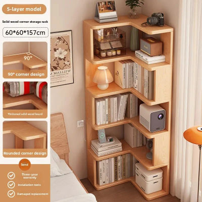 Estantería de madera maciza para pared, mueble esquinero para el hogar, estantería para dormitorio de estudiantes, estantería de pie, expositor para sala de estar