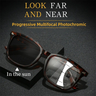 Gafas de lectura fotocromáticas progresivas multifocales para hombre y mujer, gafas de sol antiluz azul con dioptrías + 1,0 a + 4,0