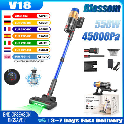 Aspiradora Inalámbrica Blossom V18, 550W, 45KPA, Pantalla LED, Cepillo Anti-Enredos, Batería Desmontable, para Pelo de Mascotas, Pisos Duros y Alfombras