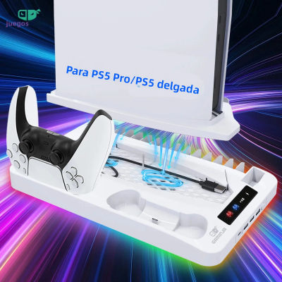 Soporte de refrigeración GAMINJA P58 para PS5, Base de carga RGB, estación de carga de doble controlador, cargador de doble controlador para accesorios de PS5