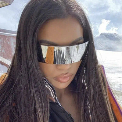 Gafas Cyberpunk para hombre y mujer, gafas futuristas para fiesta, gafas de sol con espejo envolventes de una pieza, gafas informales para uso diario