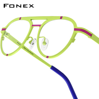 FONEX montura de gafas de titanio puro para mujer 2025, nueva moda, diseño de marca, gafas poligonales, gafas de alta calidad para hombres 85841