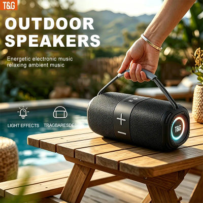 Altavoz Bluetooth portátil para exteriores TG668, altavoz estéreo inalámbrico de alta potencia, luz LED de colores, función TWS, compatible con USB, tarjeta TF, radio FM, compatible con teléfonos