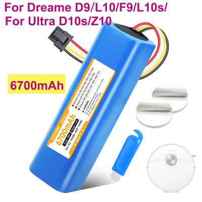 Batería de Repuesto de 6700mAh para Aspiradoras Dreame D9 L10 F9 L10s Ultra D10s Z10 W10 Pro Plus S10 X10 X20 P2008-4S2P-MMBK 14.4V Li-ion, Accesorios de Batería de Repuesto