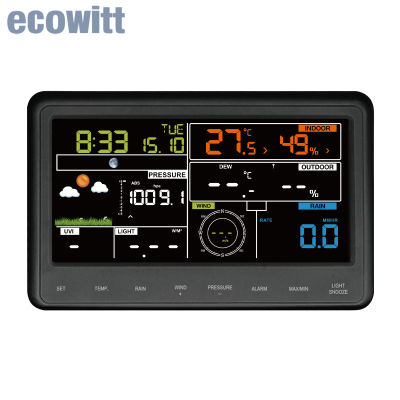 Ecowitt WS2910_C Monitor de consola de estación meteorológica Wi-Fi para el hogar Pantalla a color de 6,75" con termo higrómetro y barométrico para interiores