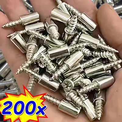 Tornillo autorroscante cruzado con funda antideslizante, clavijas de soporte para estante de gabinete, soporte laminado casero para muebles, 1-200 Uds.
