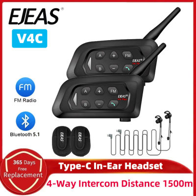 EJEAS V4C Plus-auriculares intrauditivos con intercomunicador para árbitro de fútbol, Bluetooth, 1500M, totalmente Duplex, interfono para conferencias de fútbol