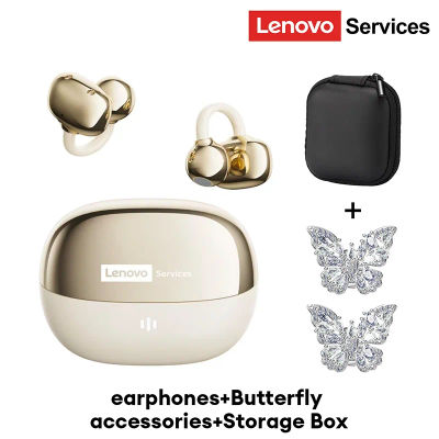 Lenovo RS103 pendientes abiertos con Clip, auriculares inalámbricos Bluetooth 6,0 estéreo Hifi para juegos y música, bolsa de almacenamiento de adornos para las orejas