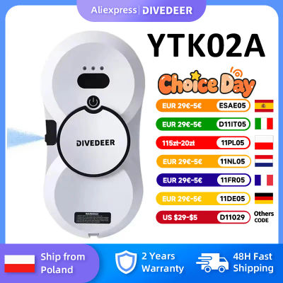 DIVEDEER-Robot de limpieza de ventanas con pulverizador de agua inteligente, limpiador de ventanas eléctrico de alta succión, aspirador de vidrio de doble cara