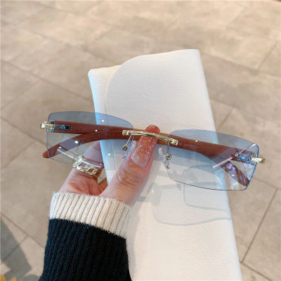 KAMMPT gafas de sol sin montura para hombres y mujeres, diseño de madera, marca de lujo, gafas de sol Retro, gafas de sol de moda UV400 para viajes al aire libre