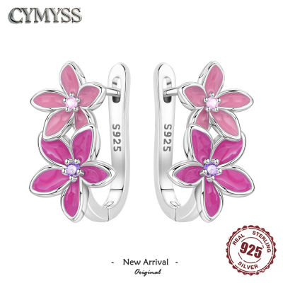 Pendientes de Aro Originales de Plata de Ley 925 con Flores Rosas y Moradas, Serie de Hojas de Plantas, Joyería de Moda para Mujer, Regalos para Fiestas 2026