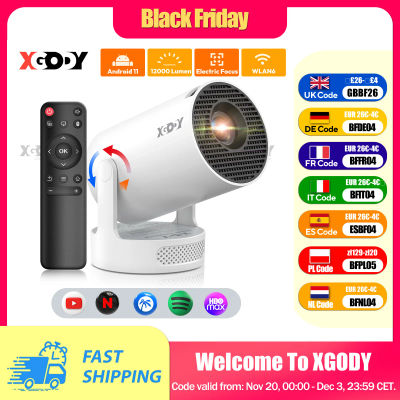 XGODY 4K HY300 Pro + proyector incorporado 5W altavoz 1280*720P Android 11 12000 lúmenes Wifi6 BT5.4 proyector portátil para exteriores