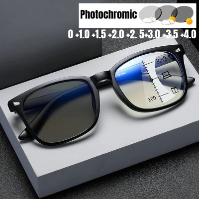 Gafas de sol de lectura fotocromáticas multifocales para hombre, gafas de presbicia progresivas que cambian de Color cercano y lejano Vintage de 0 a + 4,0