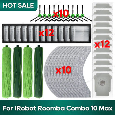 Compatible con irobot Roomba Combo 10 Max, accesorios para Robot aspirador, cepillo principal, filtro Hepa, fregona, trapo, bolsa de polvo, piezas de repuesto