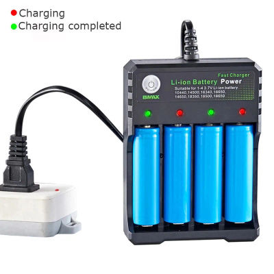 Cargador de batería 18650 negro 1, 2, 4 ranuras CA 110V 220V Dual para carga 18650 batería de litio recargable de 3,7 V cargador de 4 puertos