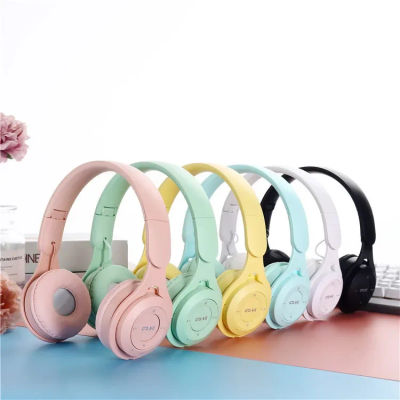 Auriculares Macaron para niños, inalámbricos por Bluetooth, diadema estéreo, auriculares para juegos con micrófono, regalo para chica para tableta móvil
