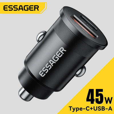 Cargador de coche Essager de 45W, carga rápida de doble puerto PD QC3.0 tipo C, cargador rápido para iPhone 16 15 14 Samsung Xiaomi Huawei Oppo