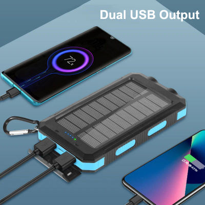 Banco de Energía Solar de 200000 mAh, Panel Solar Portátil a Prueba de Agua, Cargador de Batería Externo con Luz LED para Camping