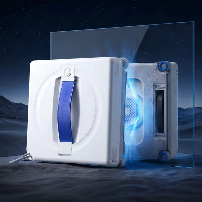 Robot Limpiacristales Inteligente Lubluelu W100 con Planificación Inteligente de Rutas, Asistente Multilingüe, Cuerda de Seguridad de 4 Metros, Succión de 7KPa, Limpieza de Bordes para Ventanas del