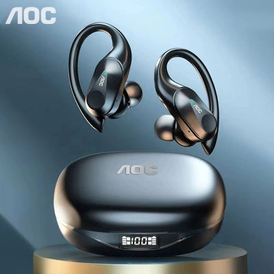 Choice AOC Auriculares deportivos inalámbricos Bluetooth 6.0, auriculares impermeables con pantalla LED de batería, auriculares para juegos de baja latencia LP75