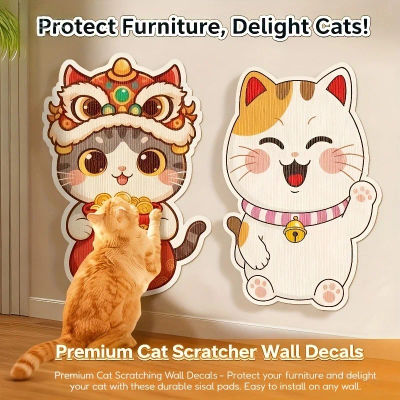 Tirador autoadhesivo con bonito dibujo de Año Nuevo para gatos y Protector de pared, rascador para gatos, muebles para el hogar para mascotas