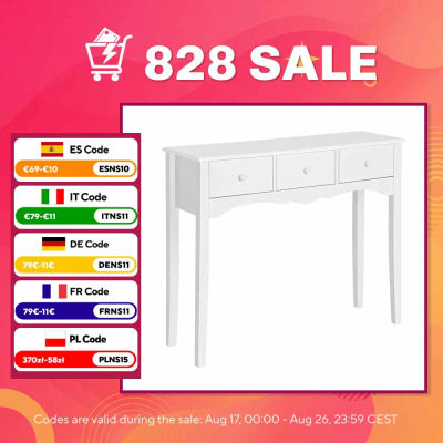 HOMCOM Mueble Mesa Recibidor Entrada Tocador Consola con 3 Cajones 100x32x85cm