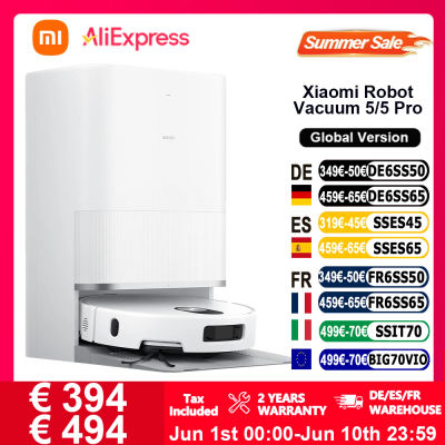 Xiaomi Robot Vacuum 5/5 pro Versión Global control de voz inteligente 20000Pa La succión Xiaomi más fuerte favoriza el camino de limpieza Levante y reduce los espacios LDS y limpia el limpiador de