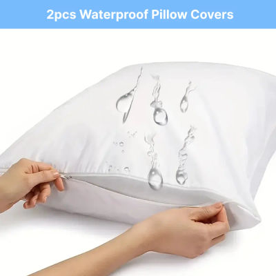 Protector de almohada impermeable, funda de almohada con cremallera, lavable a máquina, fundas de almohada ideales para viajes o uso doméstico, 2 uds.