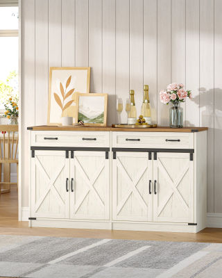 Mueble de Cocina, Aparador con 1 Cajón, Mueble de Almacenamiento con 2 Puertas, Estantes Ajustables, Estilo Rústico, Cocina