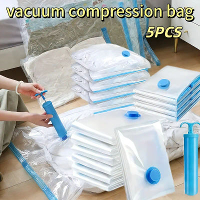 Paquete de 5 Bolsas de Almacenamiento al Vacío con Válvula, Plegables, Ahorran Espacio, para Guardar Ropa, Tamaño Grande, para Toallas, Mantas y Organización