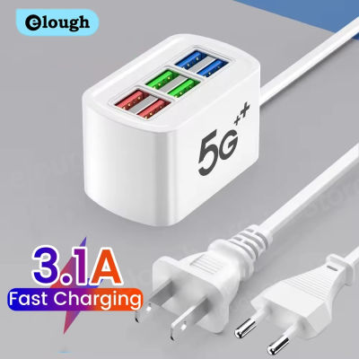 Elough 6 cargador USB regleta de escritorio carga rápida enchufe UE/EE. UU. Adaptador de cargador de teléfono de pared enchufe eléctrico divisor de concentrador 1M