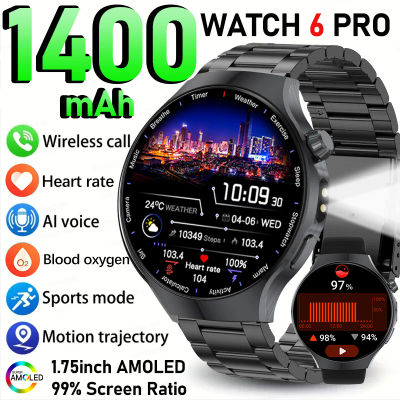Nuevo reloj inteligente 6 Pro+ 2026, batería de 1400 mAh, 140 días de duración en espera, linterna LED, rastreador GPS, resistente al agua, monitor de salud deportivo