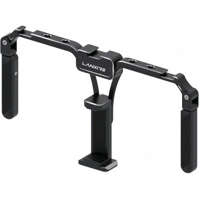 Lanxire Jaula plegable para teléfono, estabilizador de teléfono para grabación de vídeo de bolsillo, plataforma de vídeo para teléfono inteligente con asas para iPhone Samsung