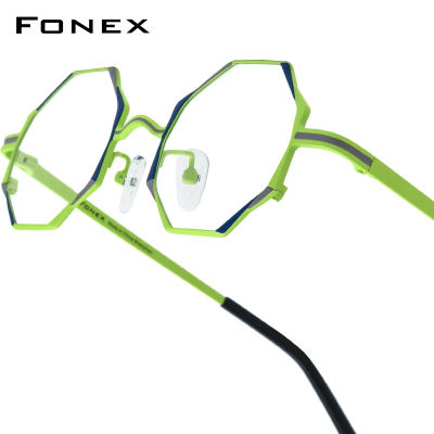 Gafas FONEX de titanio puro para mujer, nuevas gafas redondas poligonales Retro de diseño de marca, gafas japonesas Vintage ultraligeras 85849