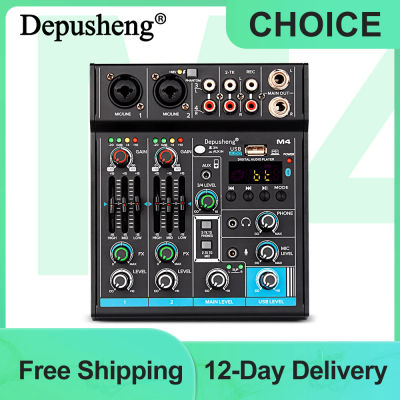 Mezclador de audio Depusheng M4 Mini consola mezcladora de sonido de 4 canales Bluetooth USB grabación computadora 5V efecto repetido
