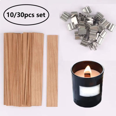 10/30 Piezas de Mechas de Madera de Alta Calidad para Velas con Base de Clip, Mechas de Mimbre para Manualidades, Mechas de Parafina y Cera de Abeja, Mechas para Hacer Velas sin Humo