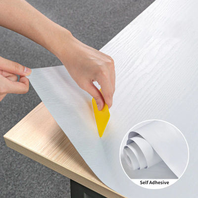Película decorativa impermeable de PVC, papel tapiz blanco de madera, pegatinas autoadhesivas, armario de cocina, dormitorio, renovación de muebles