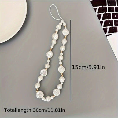 Cordón para teléfono con forma nueva de perlas, cadena para teléfono de muñeca, llavero para coche, decoración de bolso, cuerda antipérdida para teléfono
