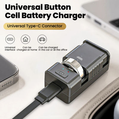 Cargador Universal de Baterías de Botón con Puerto Tipo C, Cable de Alimentación, Carga LIR2032 2477 2450, Cargador Universal con Indicador Luminoso