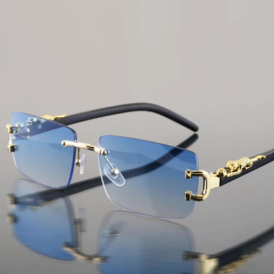 1 unidad de gafas de sol a la moda para hombres y mujeres, gafas de sol rectangulares sin marco personalizadas para la vida diaria, gafas de sol vintage para hombre