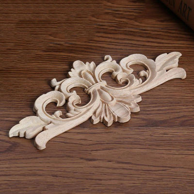 Apliques y incrustaciones de madera, muebles naturales, puerta de pared, tallado en madera, marco decorativo de figuras de madera de flores largas