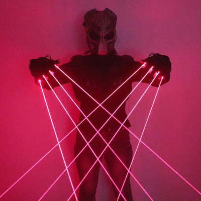 Guantes láser rojos de 650nm, 4 Uds., cañón láser de haz grande de un solo punto, luz de palma, traje de Robot LED para DJ, Bar, Club, fiesta y espectáculo