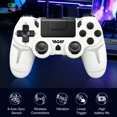 Mando inalámbrico GAMINJA con giroscopio de 6 ejes, vibración dual con panel táctil para consola PS4, PS3, ordenador, PC, controlador Bluetooth