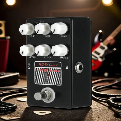 Pedal de Guitarra Simulador de Amplificador Mosky Classic M-Shall - Ecualizador Activo de 3 Bandas, Simulación de Altavoz, Control de Drive/Nivel/Voz para Guitarra/Bajo