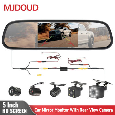 MJDOUD-Monitor de espejo retrovisor de coche con cámara para estacionamiento de vehículos, cámara de espejo retrovisor con pantalla de 5 pulgadas para cámara de marcha atrás HD