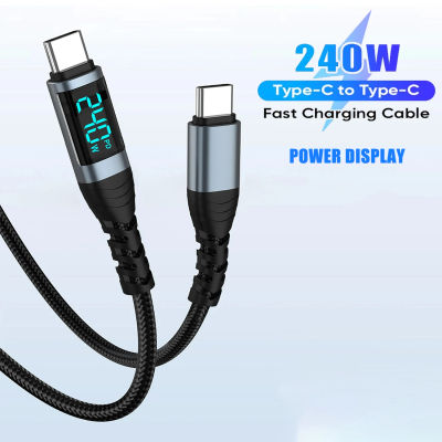 Cable de datos para teléfono móvil tipo c a tipo c de 240W con pantalla Digital, cargador de carga rápida de 5A, USB-C adecuado para MacBook Samsung