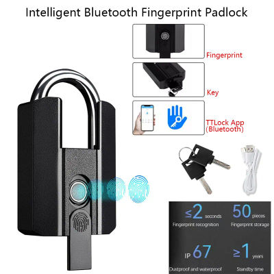Candado inteligente con huella dactilar Bluetooth, desbloqueo por aplicación TTLock, desbloqueo por huella dactilar y desbloqueo de llave, cerradura para puerta de armario de almacén